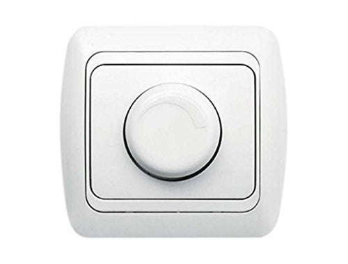 EL-BI rotary dimmer 800W alpine white all-in-one - frame + flush-mounted insert + cover - suitable for several LEDs + energy-saving lamps (minimum load 40W)