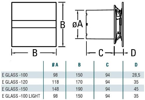 CATA E-100 GS Abluftventilator Wand Silber - Abluftventilatoren (Wand, Badezimmer, Silber, IP44, 10 cm, 31 dB)