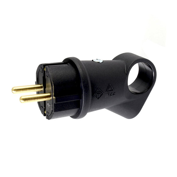 Rubber Schuko plug, Schuko plug 220V, IP44 black