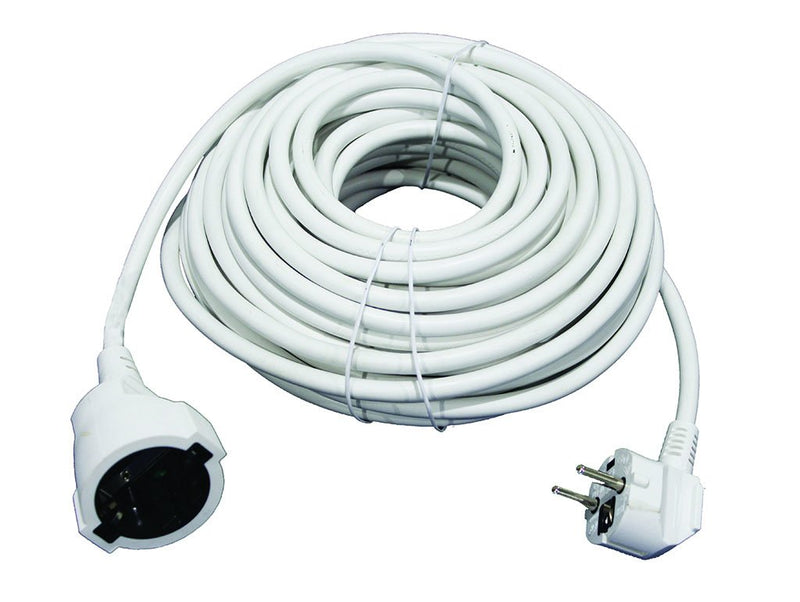 Rallonge câble d'alimentation 5/10/15/20 m blanc H05VV-F ; Marquage CE 3G1,5 mm2 (30 mètres)