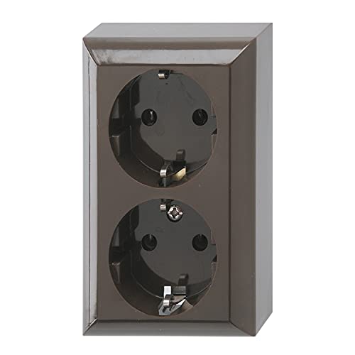 REV 0510076777 PlanoLuxe, surface-mounted socket 2-way. Complete set: frame and insert, brown