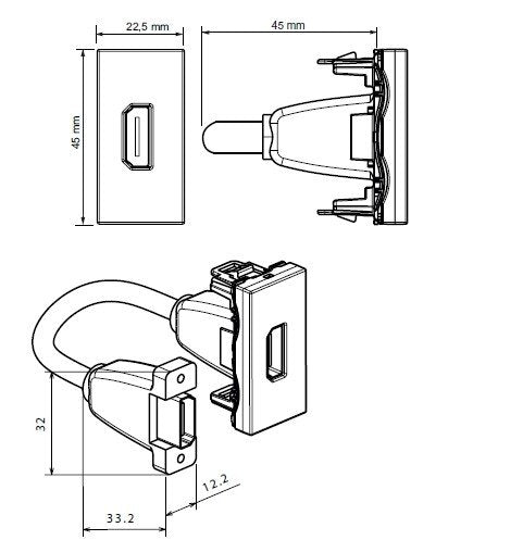 Legrand 78778 Msc HDMI socket with cable 1M Ws