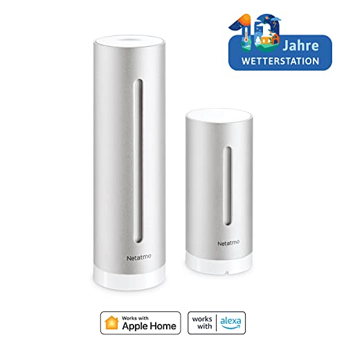 Netatmo Smarte Wetterstation - WLAN, Funk, Innen- und Außensensor, Wettervorhersage, Amazon Alexa & Apple HomeKit, Hygrometer, Luftqualität, NWS01-EC, Schwarz