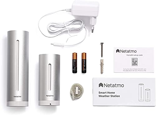 Netatmo Smarte Wetterstation - WLAN, Funk, Innen- und Außensensor, Wettervorhersage, Amazon Alexa & Apple HomeKit, Hygrometer, Luftqualität, NWS01-EC, Schwarz