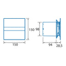 CATA E-120 GTH - Abluftventilator Bad - Serie E Glass Hygro - Glasfront - Zeitschaltuhr & Luftfeuchtigkeitsdetektor - Energieklasse B - Geräuscharme Dunstabzugshaube für das Badezimmer - 17 cm Breit