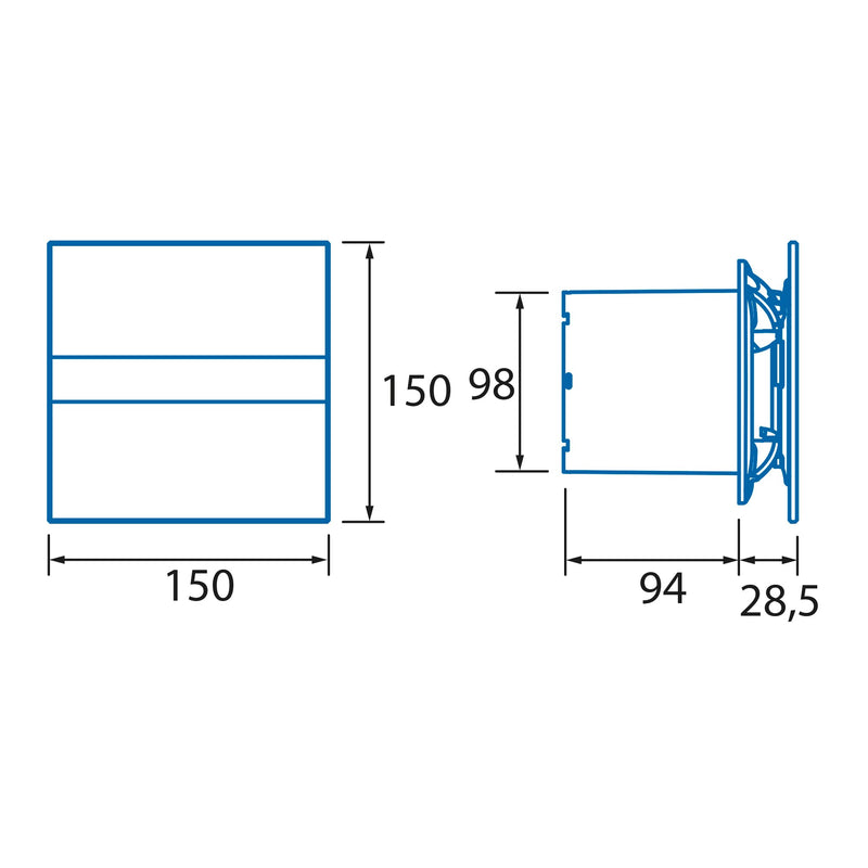 CATA E-120 GTH - ventilateur d'extraction de salle de bain - série E Glass Hygro - façade en verre - minuterie et détecteur d'humidité - classe énergétique B - hotte aspirante silencieuse pour la salle de bain - 17 cm de large