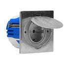 ORNO AE-1397(GS) prise hermétique encastrée en acier inoxydable avec boîtier de montage coupe-vent Schuko IP44,