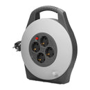 ORNO AE-13113(GS)/G Mini Kabeltrommel 10m mit 4 Steckdosen, Stander und Kindersicherungskontakte, 2300W / 10A, 230V, 50Hz,Abmessungen 22.5 x 28 x 8 cm
