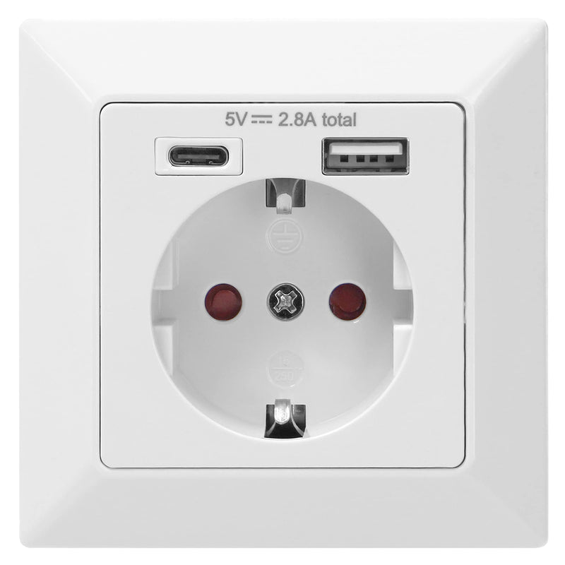 ORNO AE-13232(GS) USB Steckdose Unterputz Weiß,1 x USB-A + USB-C 5VDC/2,8A 3680W Typ: Schuko