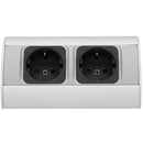 Orno AE-1303/G(GS) Ecksteckdose 2 Fach, Ideal für Küche, Büro und Arbeitsplatte, 45° Aufbau-Montage 3680W 16A