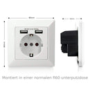 ORNO AE-13140(GS) Prise USB encastrée blanche, 2x USB 5VDC / 2,1A, 3680W, 16A, 80x80x39 mm, type : Schuko