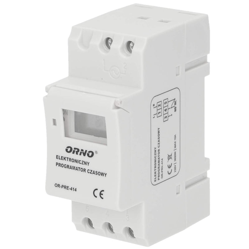 ORNO PRE-414 Minuterie électronique sur rail DIN, 3600W, 16 programmes ON/OFF