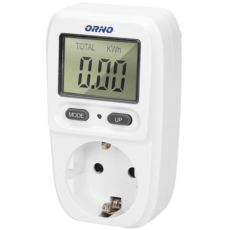 Compteur électrique Orno WAT-419(GS) pour prise | Appareil de mesure des coûts énergétiques avec écran LCD | Puissance maximale 3680W | Compteur d'énergie |