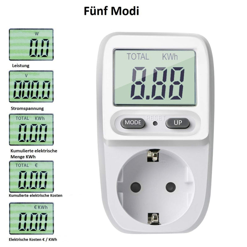 Compteur électrique Orno WAT-419(GS) pour prise | Appareil de mesure des coûts énergétiques avec écran LCD | Puissance maximale 3680W | Compteur d'énergie |