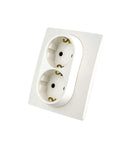 Pack of 2 double flush-mounted Scuko sockets, white, super quality