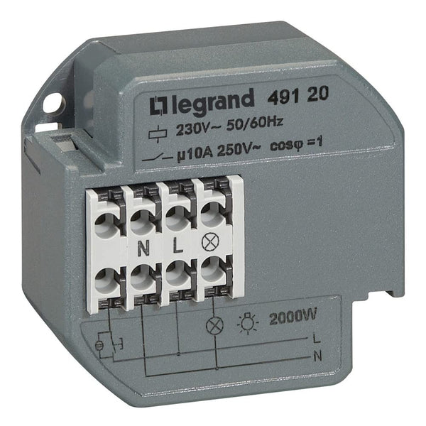 Legrand 049120 Stromstoßschalter, einpolig, akzeptiert, 50 mA, 10 AX, 230 V, 50 Hz bis 60 Hz