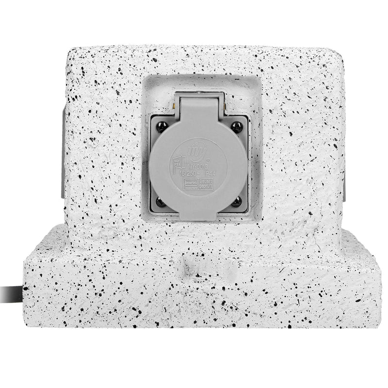 ORNO OR-AE-13186(GS) garden socket stone look 4-way IP44 waterproof 3m cable 3680W 16A