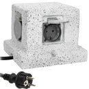 ORNO OR-AE-13186(GS) Gartensteckdose Steinoptik 4-Fach IP44 Wasserdicht 3m Kabel 3680W 16A