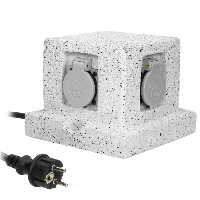 ORNO OR-AE-13186(GS) garden socket stone look 4-way IP44 waterproof 3m cable 3680W 16A