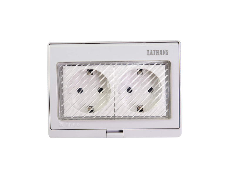 Surface-mounted damp room Schuko sockets and changeover switches with 1-way or 2-way IP54