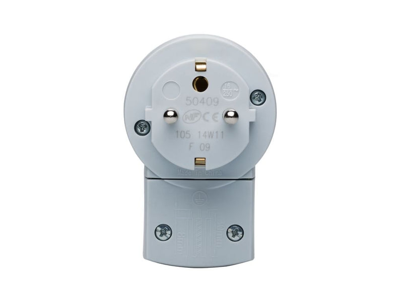 Legrand, protective contact plug with illuminated LED switch ON/OFF, double function plug, German standard, 16 A, 230 V, max. 3680 W, with cable connection up to 3 x 1.5 mm², color: white/gray, 050409