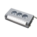 3-way surface-mounted Schuko socket NEW surface-mounted Schuko sockets 3 slots with 4W LED light with switch CE (3-way with LED)