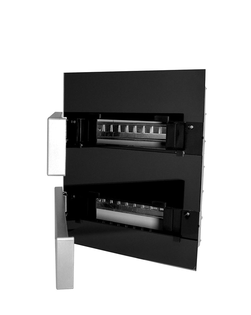 Moderne Delux Unterputz Kleinverteiler 8 12 und 24 Module Sicherungskasten Verteilerkasten für Wand Einbau 1-reihig und 2-reihig IP4x (24 Module schwarz Glas)