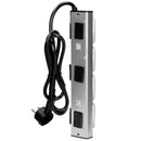 ORNO FS-2(GS) Ecksteckdose 4 Fach mit Kindersicherung, 45° Aufbau-Montage, Ideal für Küche, Büro und Arbeitsplatte, 3680W 16A (4 Fächer + Kabel)