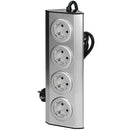 ORNO FS-2(GS) Ecksteckdose 4 Fach mit Kindersicherung, 45° Aufbau-Montage, Ideal für Küche, Büro und Arbeitsplatte, 3680W 16A (4 Fächer + Kabel)