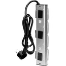 ORNO FS-4(GS) Ecksteckdose 3 Fach mit 2x USB, 45° Aufbau-Montage, Ideal für Küche, Büro und Arbeitsplatte, 3680W 16A (3 Fächer + Kabel + 2xUSB)