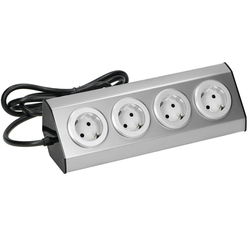 ORNO FS-2(GS) corner socket 4 compartments with child safety lock, 45° surface mounting, ideal for kitchen, office and worktop, 3680W 16A (4 compartments + cable)