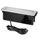 ORNO GM-9014(GS)/B-G Versenkbare Einbau Steckdosenleiste 3-Fach mit 2 x USB 3680W Anschlussfertig mit 2m Kabellänge Schukokabel,Farbe: Schwarz und Silber (3 Steckplätze)