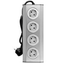 ORNO FS-2(GS) Ecksteckdose 4 Fach mit Kindersicherung, 45° Aufbau-Montage, Ideal für Küche, Büro und Arbeitsplatte, 3680W 16A (4 Fächer + Kabel)