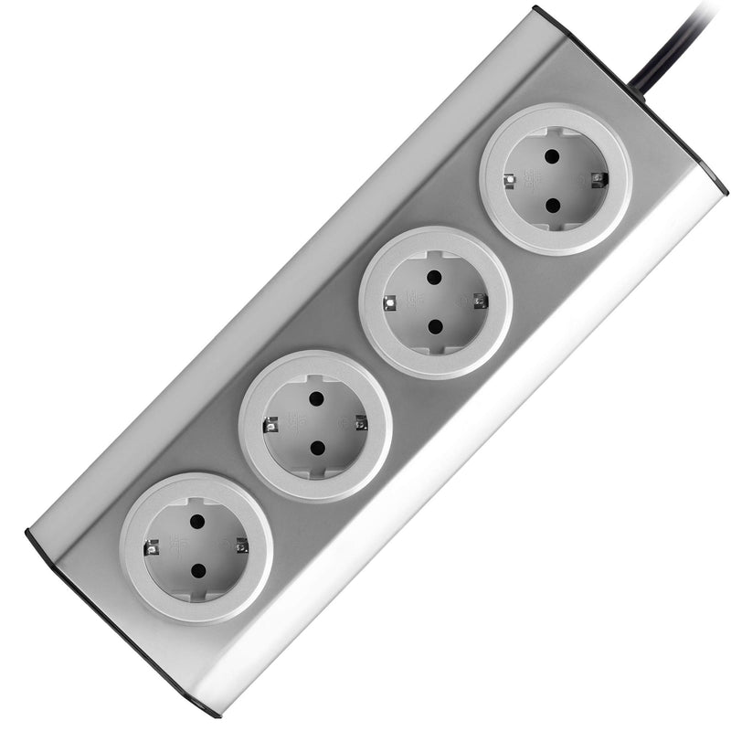 ORNO FS-2(GS) corner socket 4 compartments with child safety lock, 45° surface mounting, ideal for kitchen, office and worktop, 3680W 16A (4 compartments + cable)