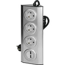 ORNO FS-4(GS) Ecksteckdose 3 Fach mit 2x USB, 45° Aufbau-Montage, Ideal für Küche, Büro und Arbeitsplatte, 3680W 16A (3 Fächer + Kabel + 2xUSB)