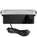 ORNO GM-9014(GS)/B-G Versenkbare Einbau Steckdosenleiste 3-Fach mit 2 x USB 3680W Anschlussfertig mit 2m Kabellänge Schukokabel,Farbe: Schwarz und Silber (3 Steckplätze)