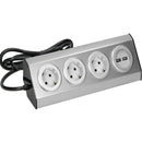 ORNO FS-4(GS) Ecksteckdose 3 Fach mit 2x USB, 45° Aufbau-Montage, Ideal für Küche, Büro und Arbeitsplatte, 3680W 16A (3 Fächer + Kabel + 2xUSB)