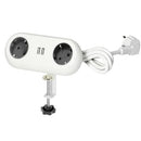 Orno AE-13133/W Tisch Steckdose 2-Fach mit 2X USB Ladegerät, 1.4 Meter Kabellänge, Farbe: Schwarz, 3680W Schuko (weiß)