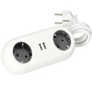 Orno AE-13133/W Tisch Steckdose 2-Fach mit 2X USB Ladegerät, 1.4 Meter Kabellänge, Farbe: Schwarz, 3680W Schuko (weiß)