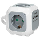 ORNO AE-13144(GS) Cube multiprise Schuko, chargeur 2xUSB, 1,4 m H05VV-F 3x1,5 mm2 (gris blanc)