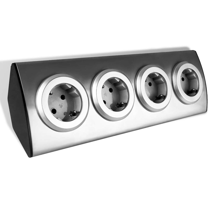 ORNO AE-1340(GS) corner socket 4 compartments with child safety lock, 45° surface mounting, ideal for kitchen, office and worktop, 3680W 16A (without cable)