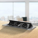 ORNO OR-AE-1336/G(GS) Versenkbare Einbau Steckdosenleiste 3-Fach,3600W, Farbe: Silber