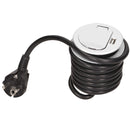 ORNO AE-1373(GS) Versenkbare Einbau Steckdosenleiste 1 Fach + 1x USB, 3680W, 1,8m Kabellänge (Silber)