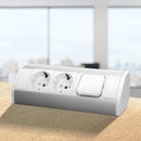 ORNO GM-9002/W-G(GS) Ecksteckdose 2 Fach mit Schalter und Kindersicherung 45° Aufbau-Montage, 3680W, für Küche, Büro und Arbeitsplatte (Weiß)