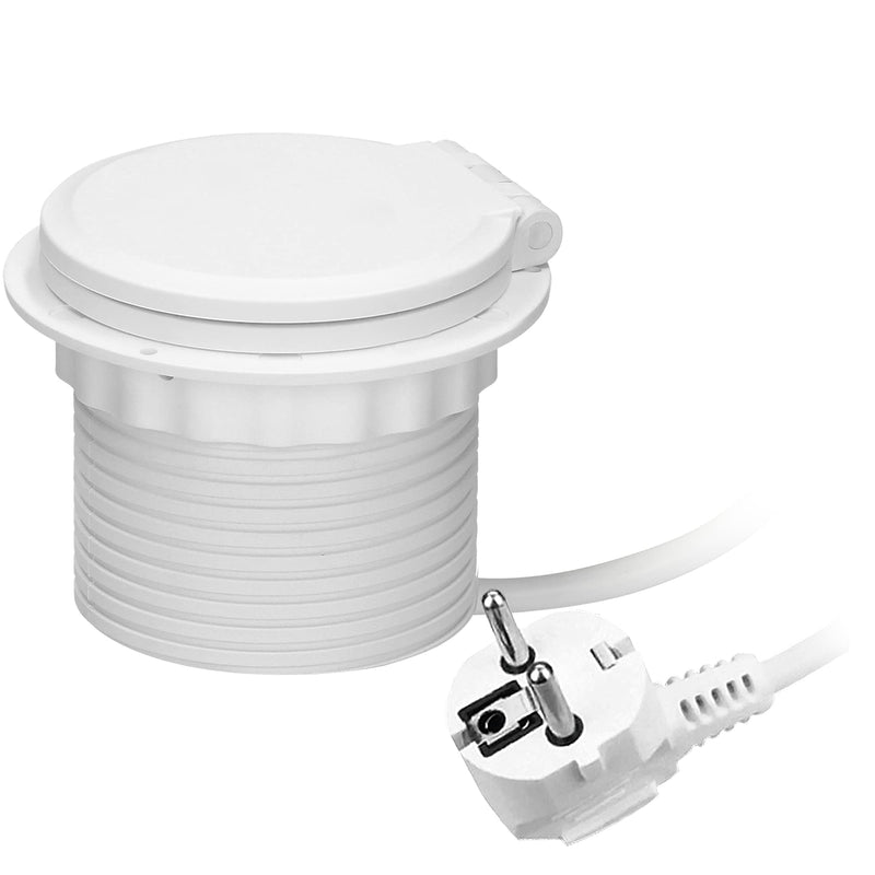 ORNO GM-9015 retractable table socket Ø8cm with induction charger, 2 USB ports (A, C) 1.8 m cable with cable gland (white)