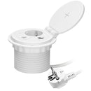 ORNO GM-9015 Tischsteckdose Versenkbar Ø8cm mit Induktionsladegerät, 2 USB-Anschlüsse (A, C) 1,8 m Kabel mit Kabelverschraubung (Weiß)