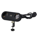 Orno AE-13133/W Tisch Steckdose 2-Fach mit 2X USB Ladegerät, 1.4 Meter Kabellänge, Farbe: Schwarz, 3680W Schuko (schwarz)