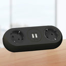 Orno AE-13133/W Tisch Steckdose 2-Fach mit 2X USB Ladegerät, 1.4 Meter Kabellänge, Farbe: Schwarz, 3680W Schuko (schwarz)