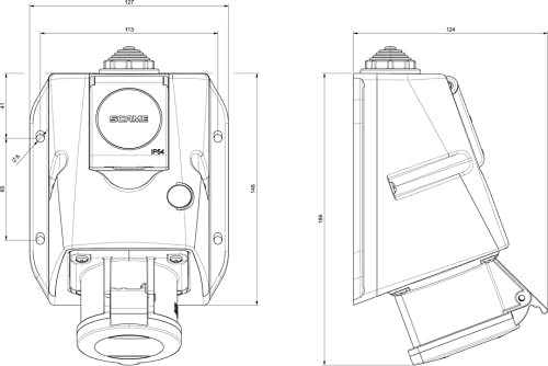 Aufputz Kombi Steckdose 5X32 CEE 3P+N+E 6h und Schuko Steckdose mit Abdeckung IP44/IP54 250V-400V im voraus verbinet