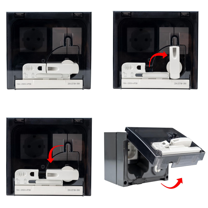 Prise pour voitures électriques, système de recharge avec compteur électrique numérique LCD et interrupteur/disjoncteur FI IP66